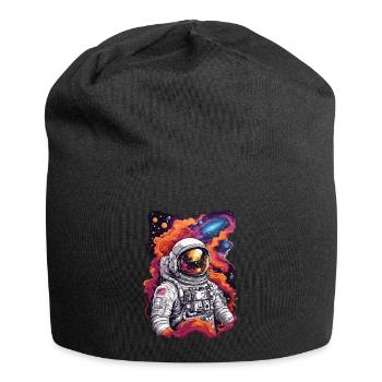 Kosmische Entdeckung Astronaut im Weltall - Jersey-Beanie - Schwarz - Vorne
