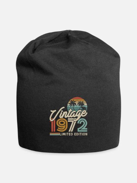 Vintage 1972 Geburtstagslegende - Jersey-Beanie - Schwarz