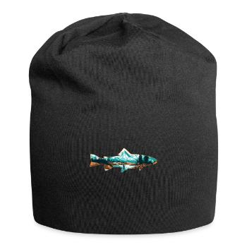 Retro Trout Angler Creations Trout Outline - Jersey Beanie - black - Front