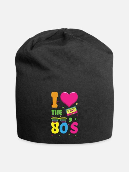Liebe 80er Jahre Karneval 80er Jahre Retro Party 1980 - Jersey-Beanie - Schwarz