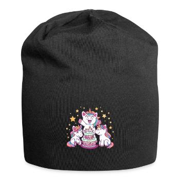 Birthday Party Cake & Cute Unicorn Gift Idea - Jersey-Beanie - Schwarz - Vorne