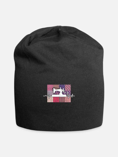 Quilter Herzschlag Nähen Quilten Nähen Nähen Näher - Jersey-Beanie - Schwarz
