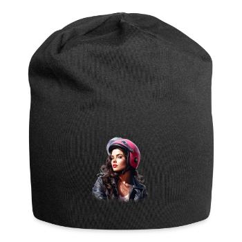 Motorradfahrerin für eine Motorradfahrerin - Jersey-Beanie - Schwarz - Vorne