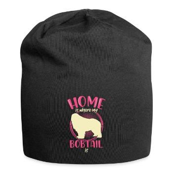 Bobtail is home Old English Shepherd - Jersey Beanie - black - Front