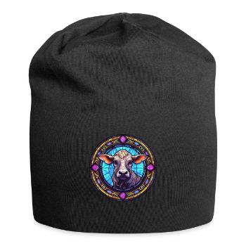 Cow Lover Fashion - Artisan Cow Stained Glass Desi - Jersey Beanie - black - Front