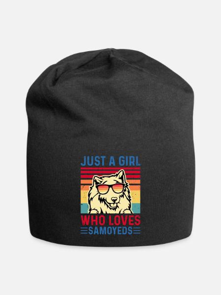 Samoyed Dog - Jersey Beanie - black