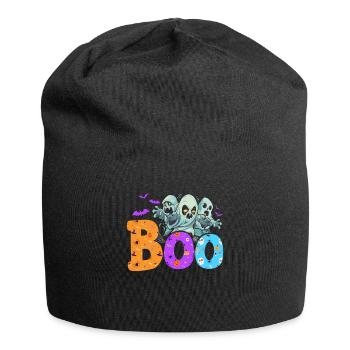 playful ghosts and the saying "BOO" - Jersey Beanie - black - Front