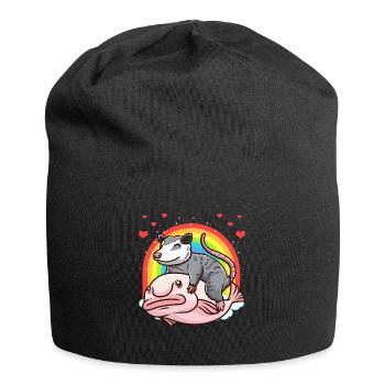 Cute possum and blob fish rainbow - Jersey Beanie - black - Front