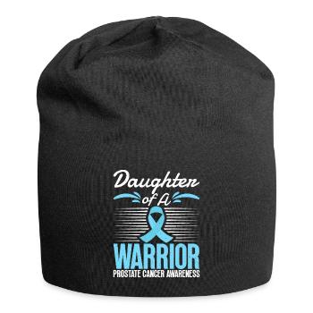 Daughter of a Warrior Prostate Cancer Blue Ribbon - Jersey Beanie - black - Front