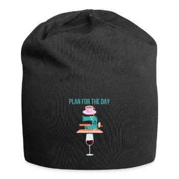 Plan pour la journée Café Machine à coudre Vin Drôle - Bonnet en jersey - noir - Devant