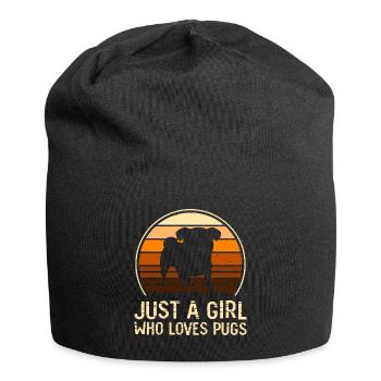 Mops Hund - Jersey-Beanie - Schwarz - Vorne