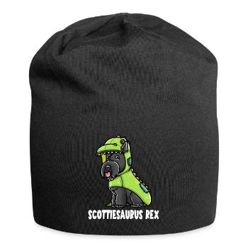 Scottish Terrier Dog in Dinosaur Costume - Jersey Beanie - black - Front