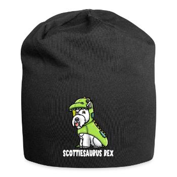 Scottish Terrier Dog in Dinosaur Costume - Jersey Beanie - black - Front