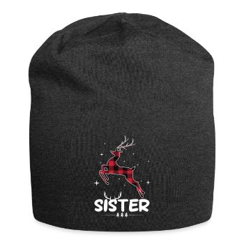 Renne à carreaux rougesSoeur Noël - Bonnet en jersey - charbon - Devant
