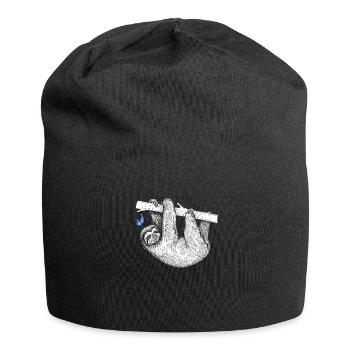 Faultier mit Schmetterling - Jersey-Beanie - Schwarz - Vorne
