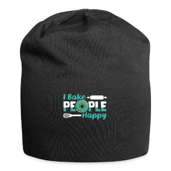 I Bake People Happy Pastry Chef Hobby Baker Bakery - Jersey Beanie - black - Front