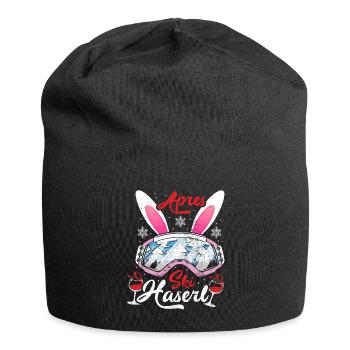 Apres-Ski Haserl Skihasen Wintersportler Damen - Jersey-Beanie - Schwarz - Vorne