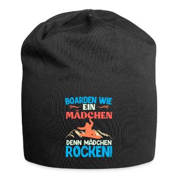 Boarden wie ein Mädchen Denn Mädchen Rocken! - Jersey-Beanie - Schwarz - Vorne