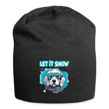 Hund mit Skibrille Schnee Schneefall für eine - Jersey-Beanie - Schwarz - Vorne