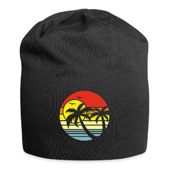 Coucher de soleil Palmiers Mer - Bonnet en jersey - noir - Devant
