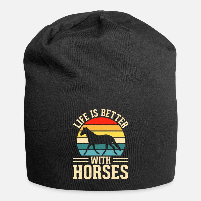 Chevaux - Bonnet en jersey - noir
