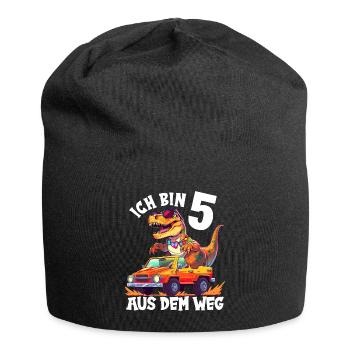 T-Rex fährt Monster Truck Ich bin 5. Geburtstag - Jersey-Beanie - Schwarz - Vorne