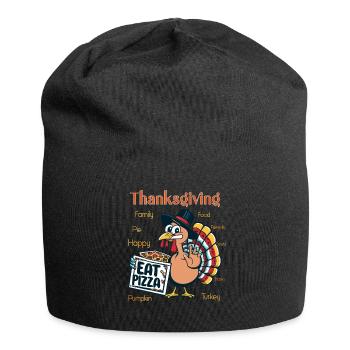 Thanksgiving Outfit - Funny autumn Happy Turkey - Jersey Beanie - black - Front