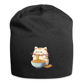 Ramen Eating Cat Kawaii Anime - Bonnet en jersey - noir - Devant