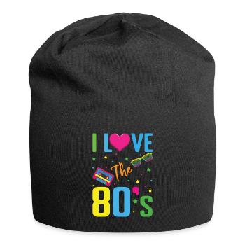 Heart Love 80er Jahre Karneval 80er Jahre Retro Party 1980 - Jersey-Beanie - Schwarz - Vorne
