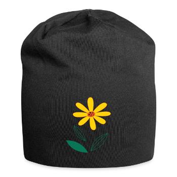 Fleur jaune - Bonnet en jersey - noir - Devant