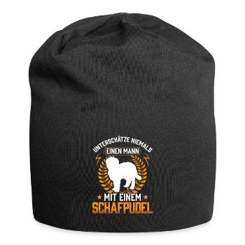 Mann mit Schafpudel unterschätzen Hütepudel - Jersey-Beanie - Schwarz - Vorne