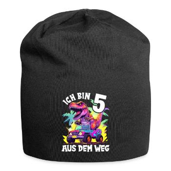 T-Rex fährt Monster Truck Ich bin 5. Geburtstag - Jersey-Beanie - Schwarz - Vorne
