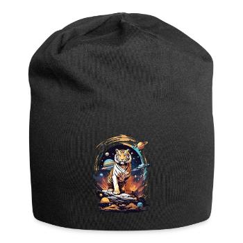 Tiger on the cliff in space - Solar System - Jersey Beanie - black - Front