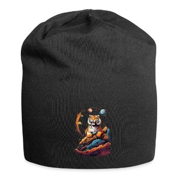 Tiger on the cliff in space - Solar System - Jersey Beanie - black - Front