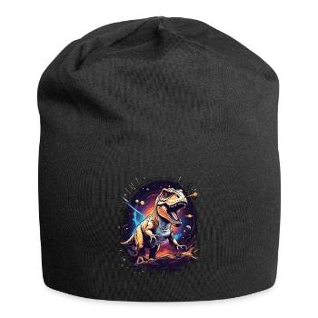 T-Rex on a rocky cliff in space - Jersey Beanie - black - Front