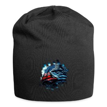 L’Amérique pêche sous la Lune avec le drapeau américain - Bonnet en jersey - noir - Devant