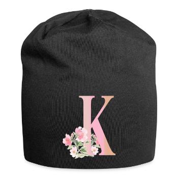 Letter K with flowers - Jersey Beanie - black - Front
