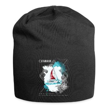 Catamaran-Boot Segelboot Segeln Segler - Jersey-Beanie - Schwarz - Vorne