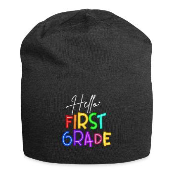 Teacher Hello First Grade - Jersey Beanie - charcoal grey - Front