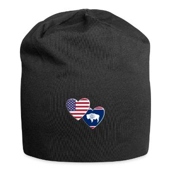 USA American State Of Wyoming Flag Patriotic 4th - Jersey Beanie - black - Front