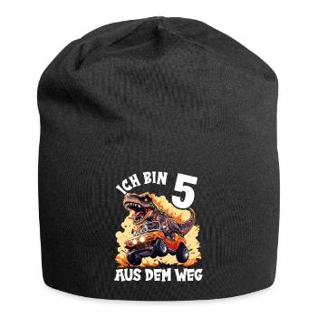 T-Rex fährt Monster Truck Ich bin 5. Geburtstag - Jersey-Beanie - Schwarz - Vorne