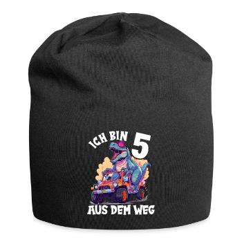 T-Rex fährt Monster Truck Ich bin 5. Geburtstag - Jersey-Beanie - Schwarz - Vorne
