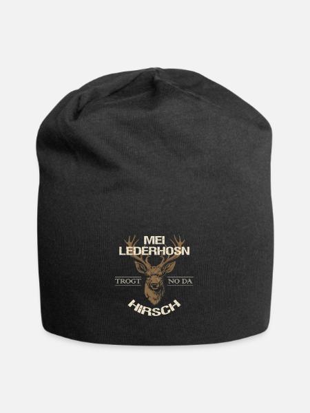 Mei Lederhosn trogt no da Hirsch Lederhose Ersatz - Jersey-Beanie - Schwarz