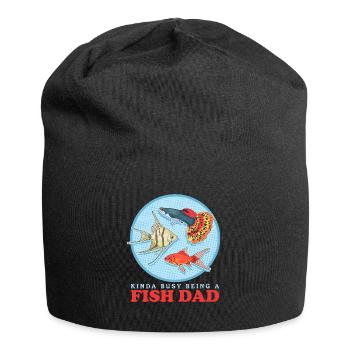 Aquarium Fish Dad Aquaristics Aquarist Gift - Jersey Beanie - black - Front