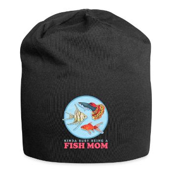 Aquarium Fish Mom Aquaristics Aquarist Gift - Jersey Beanie - black - Front