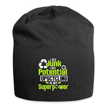 I See Junk I See Potential Upcycling Is Superpower - Jersey Beanie - black - Front
