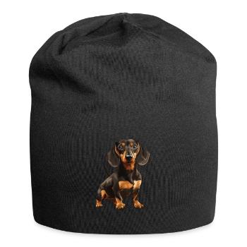 Amoureux des chiens - race de chien teckel - mignon - Bonnet en jersey - noir - Devant