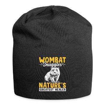 Wombat Kuschelt Australische Tiere Besitzer - Jersey-Beanie - Schwarz - Vorne