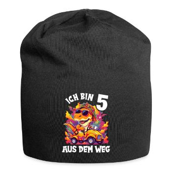 T-Rex fährt Monster Truck Ich bin 5. Geburtstag - Jersey-Beanie - Schwarz - Vorne