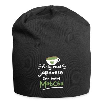 Grüntee-Liebhaber Japanischer Matcha-Latte-Drink - Jersey-Beanie - Schwarz - Vorne